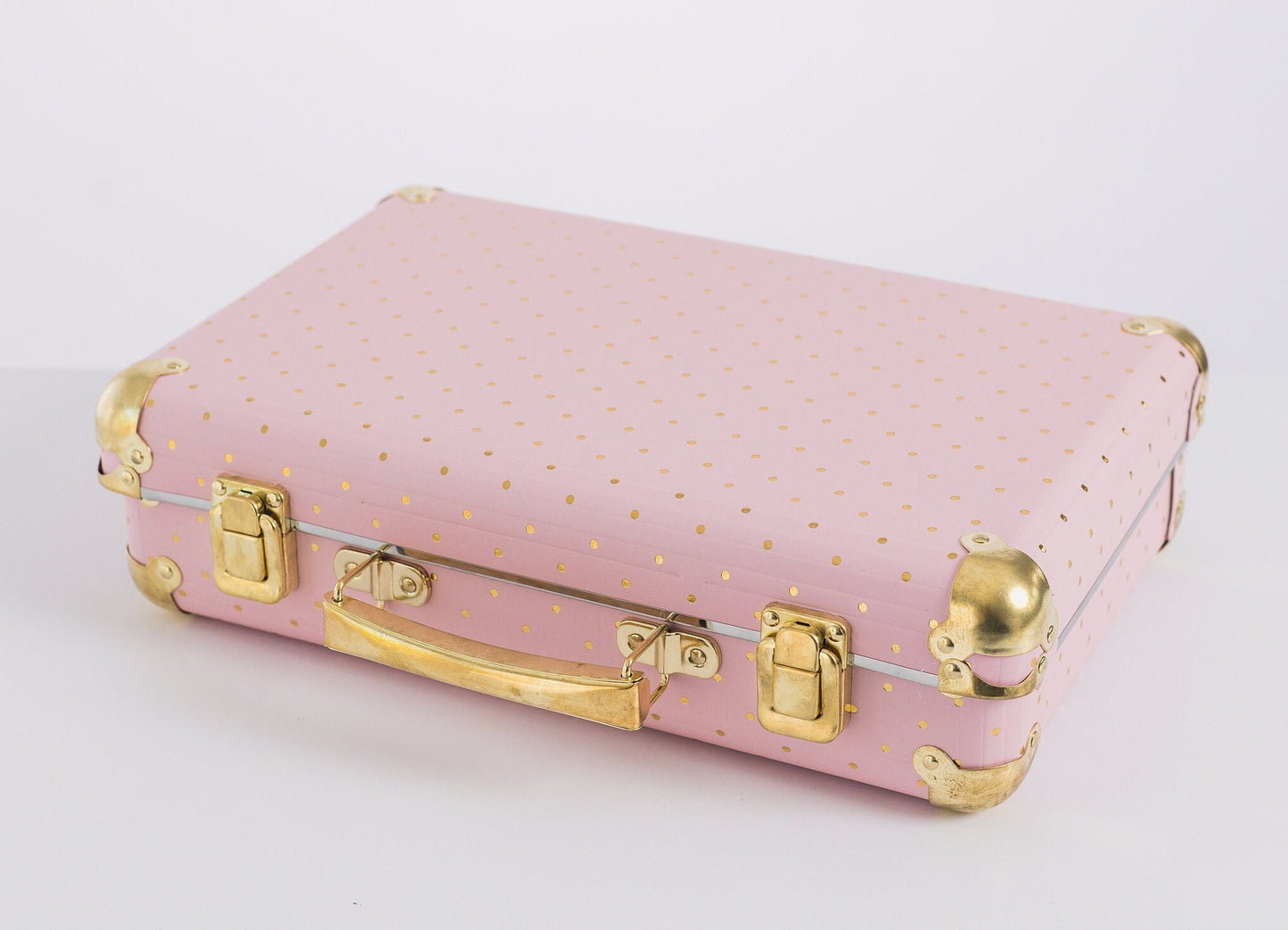 Vintage Pink & Gold Suitcase