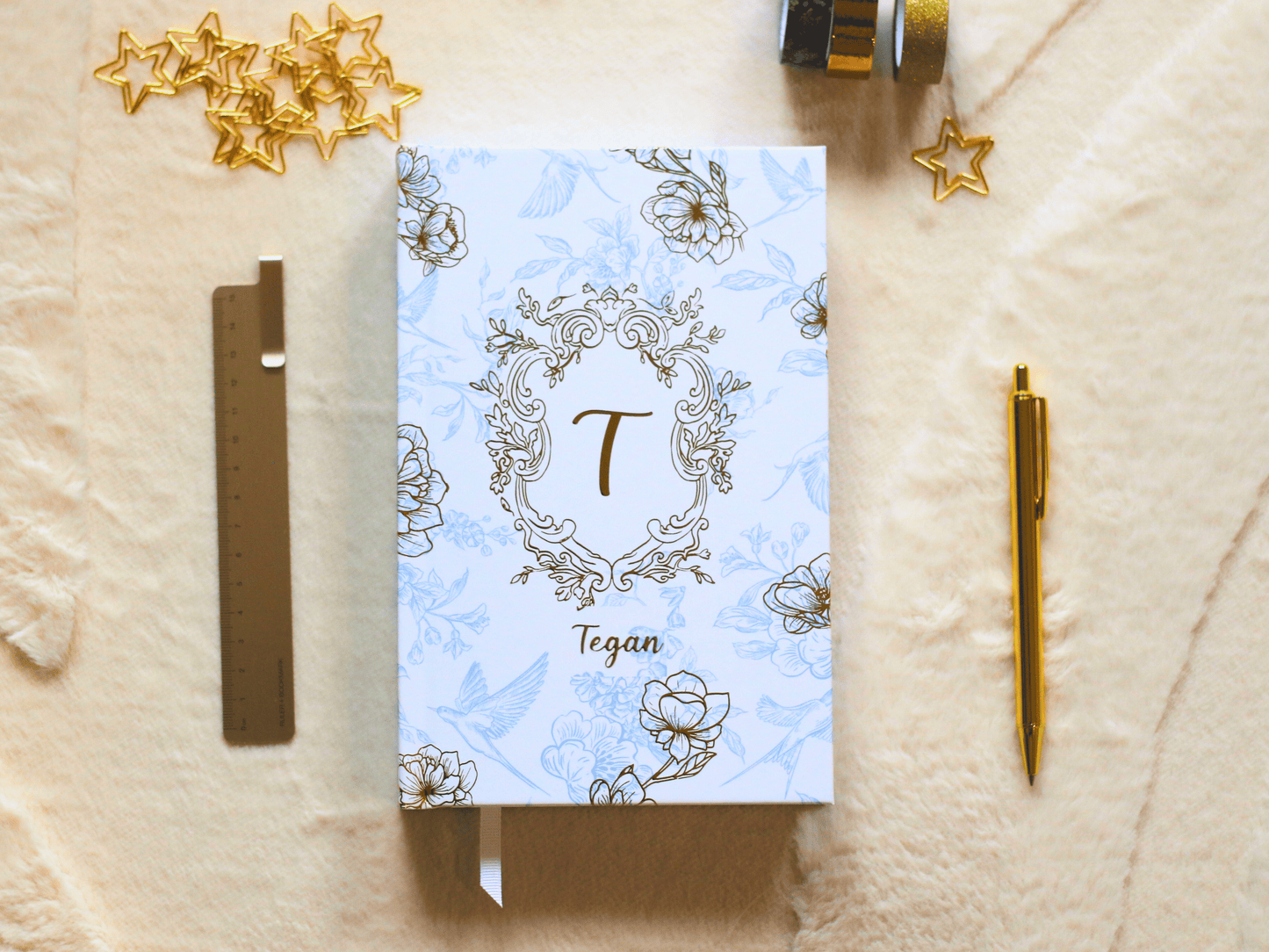 Personalised Toile de Jouy Notebook (Blue)