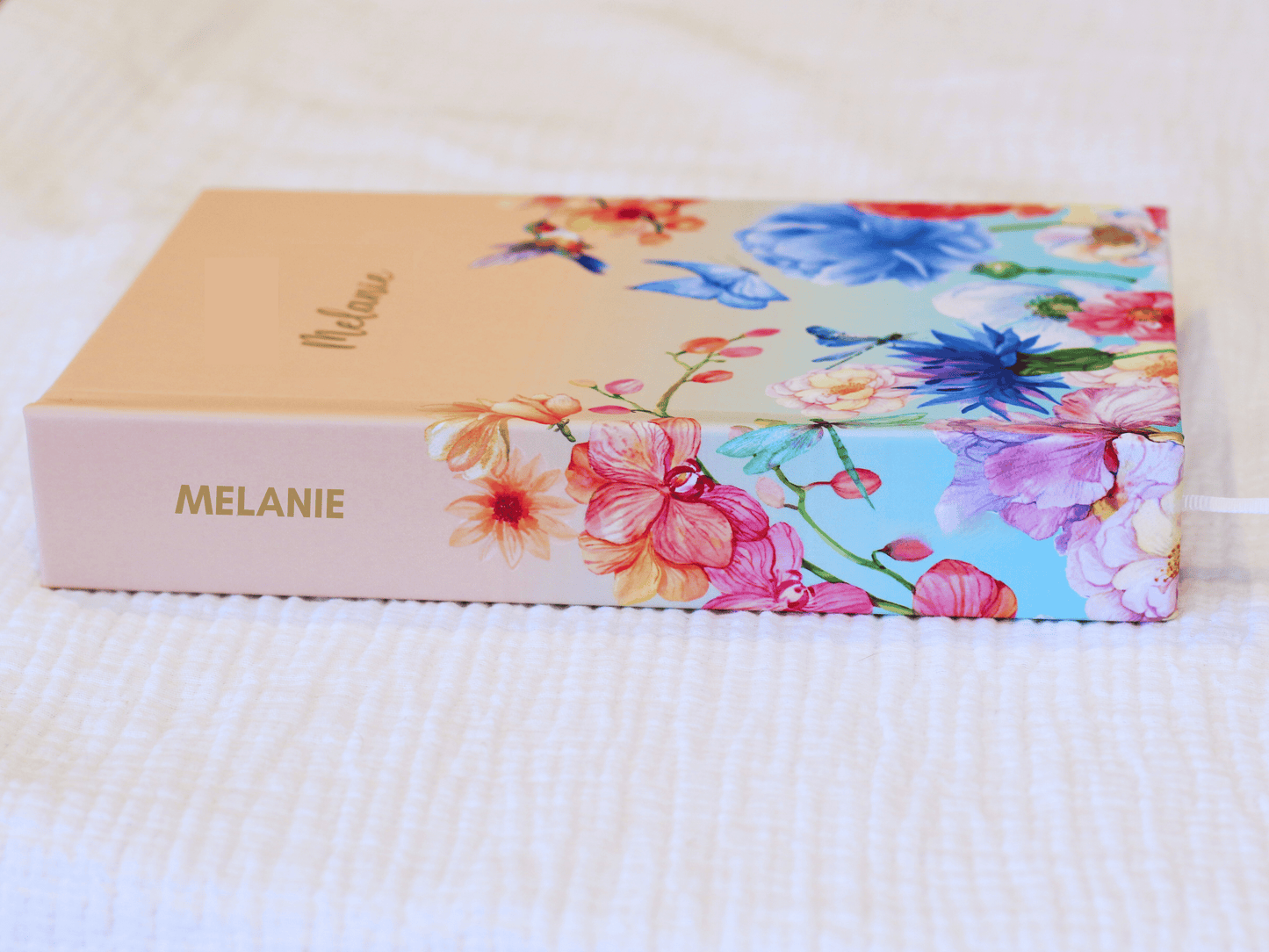 Personalised Sunset Gold Foiled Notebook (Blue)