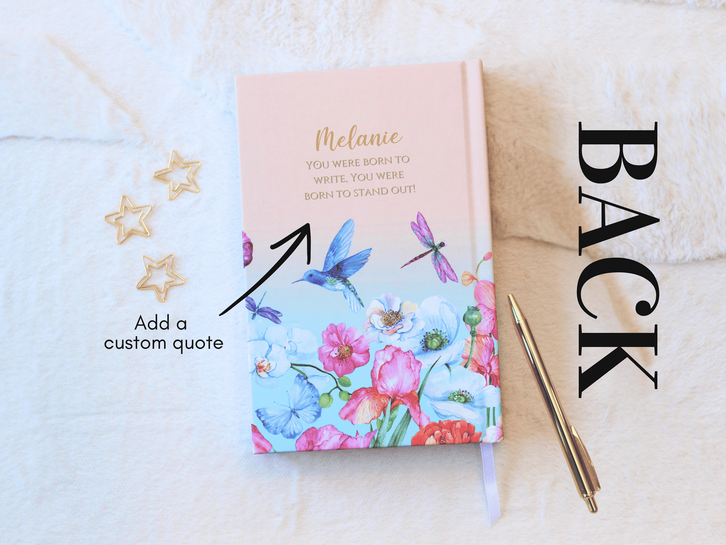 Personalised Sunset Gold Foiled Notebook (Blue)