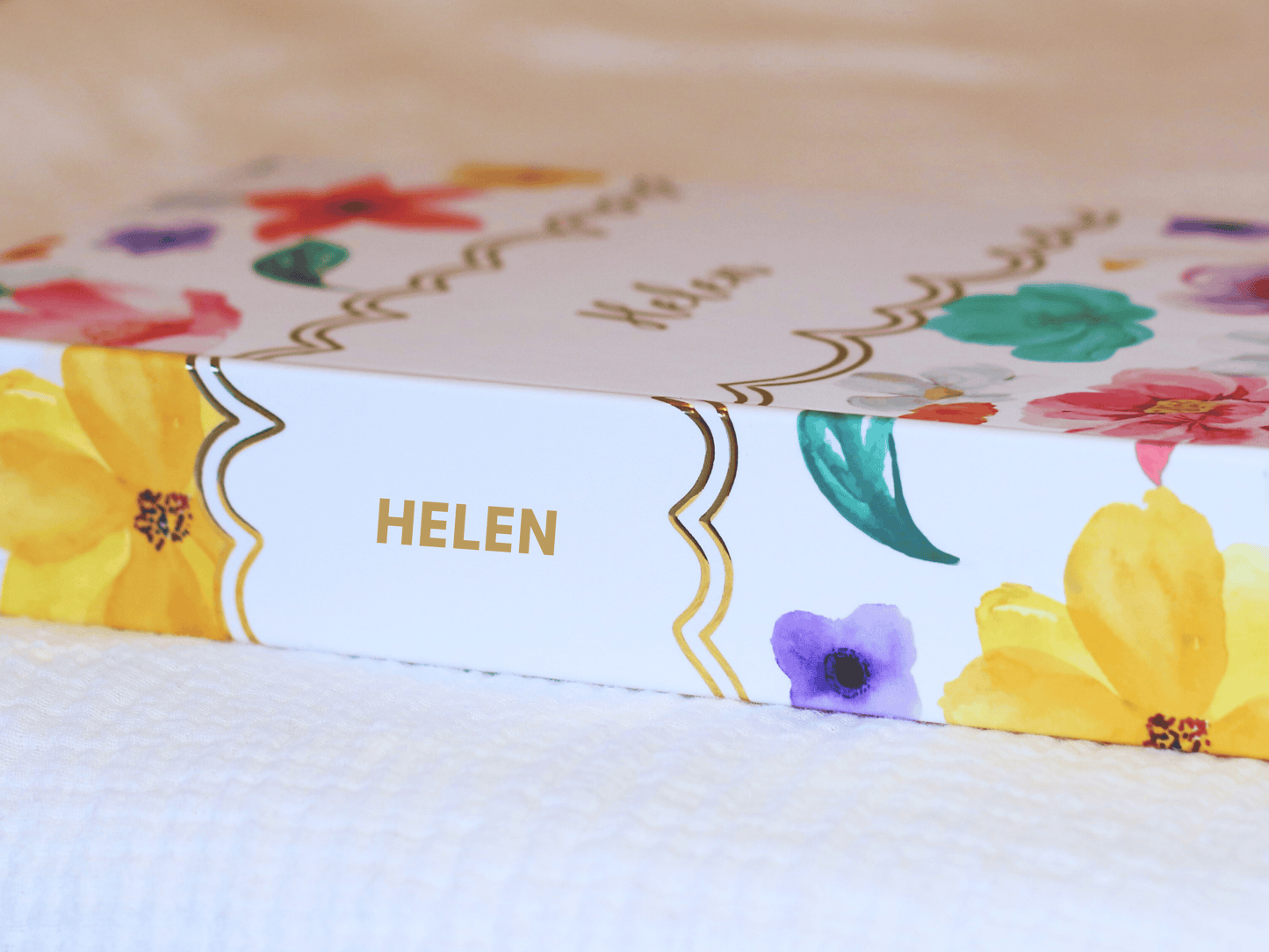 Personalised Floral Gold Foiled Notebook (White)