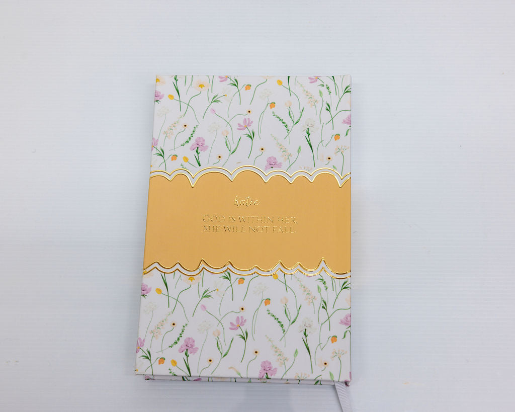 Personalised Yellow Botanical Floral Journal (Gold foil)