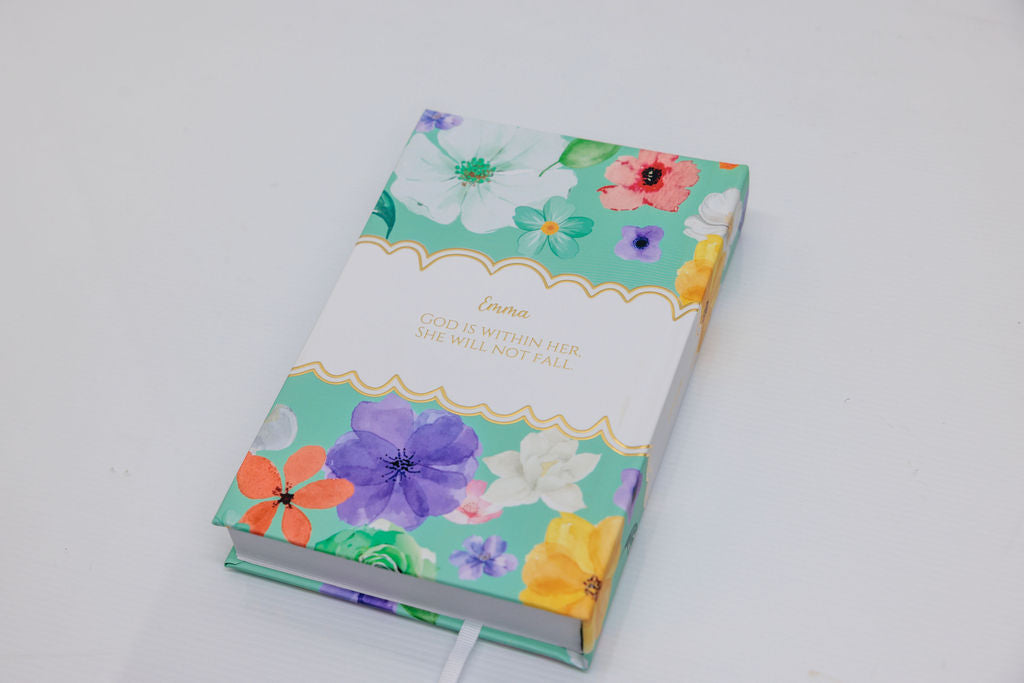 Personalised Teal Botanical Floral Journal (Gold foil)
