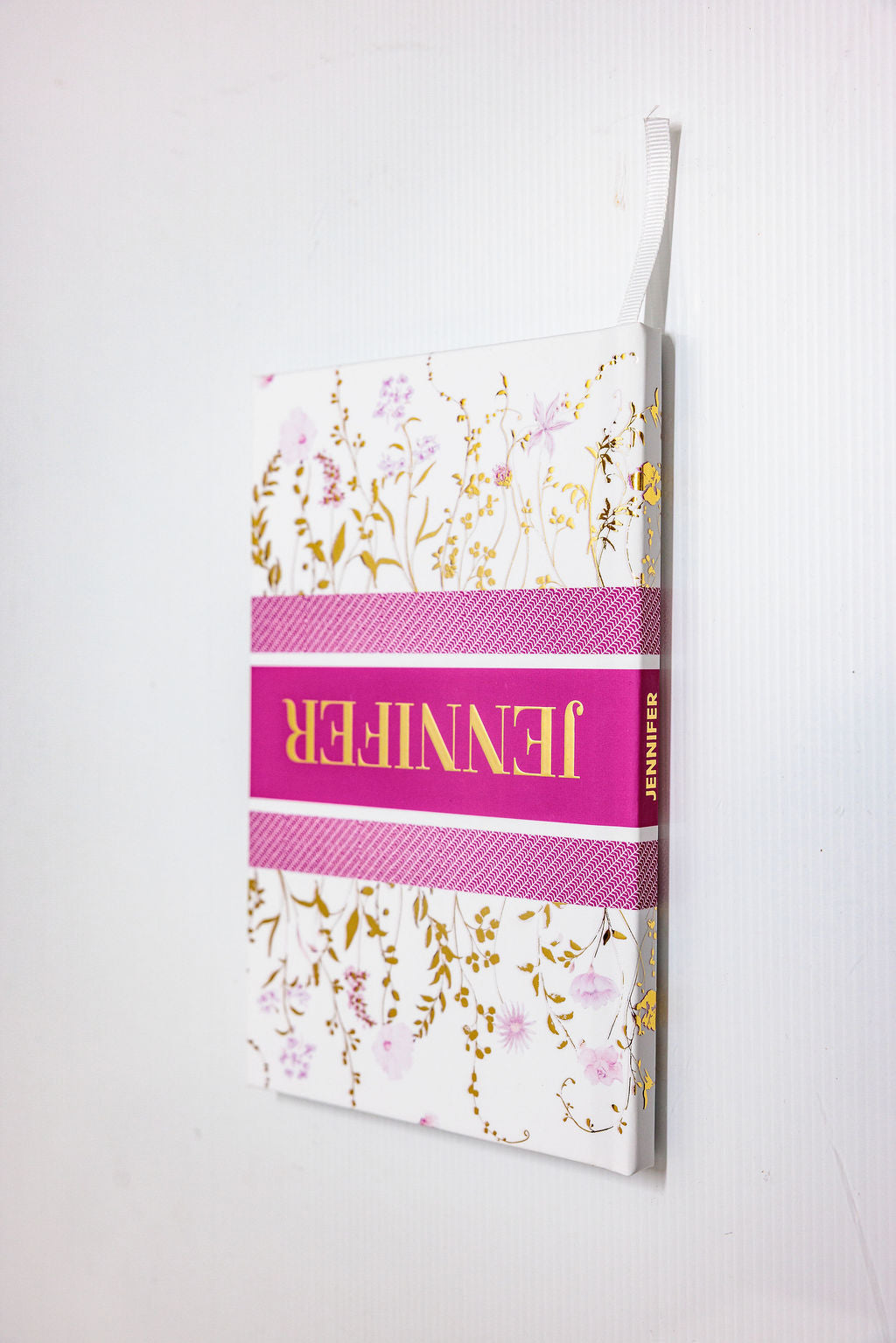 Personalised Hot Pink Floral Journal (Gold Foil Name)