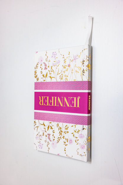 Personalised Hot Pink Floral Journal (Gold Foil Name)