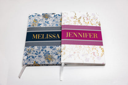 Personalised Hot Pink Floral Journal (Gold Foil Name)