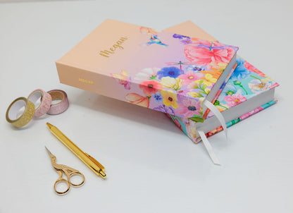 Personalised Sunset Gold Foiled Notebook (Blue)