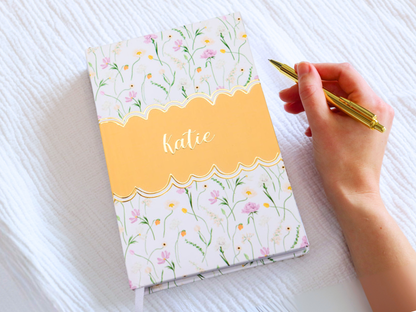 Personalised Yellow Botanical Floral Journal (Gold foil)