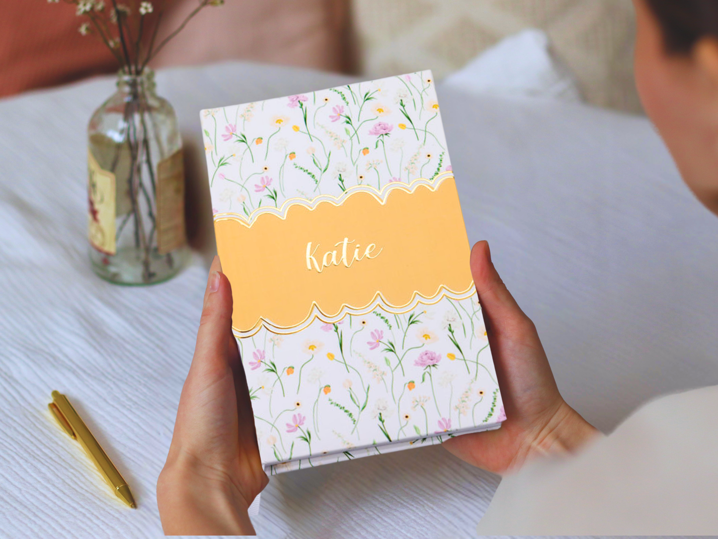 Personalised Yellow Botanical Floral Journal (Gold foil)
