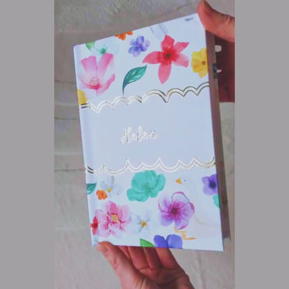 Personalised Floral Gold Foiled Notebook (White)