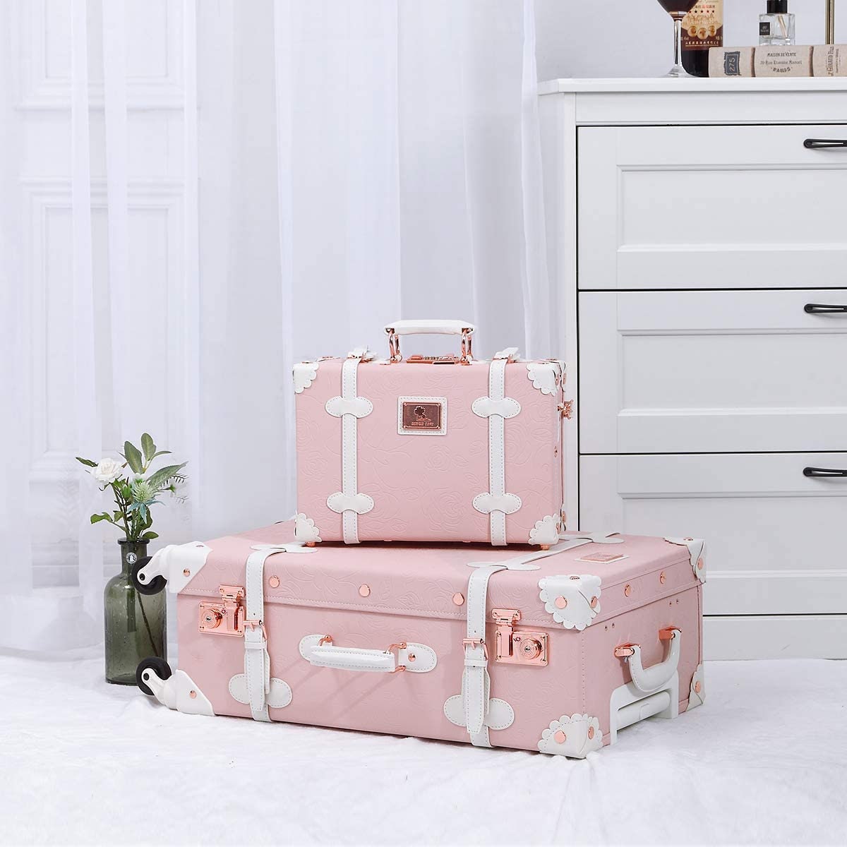 Personalised Pink and Rose Gold Suitcase