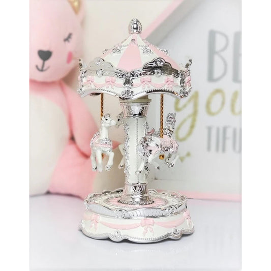 Silver and Pink Musical Carousel