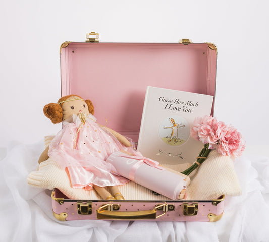 Vintage Pink & Gold Suitcase